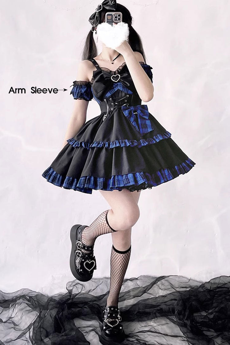 Black/Green Sleeveless Multi-layer Ruffle Bowknot Gothic Lolita Jsk Dress - Product - 6