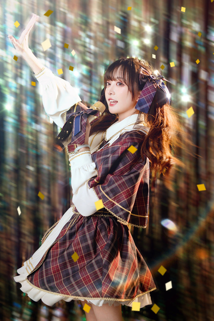 Little Idol Multi-Color Plaid Print Ruffle Sweet Lolita Skirt - Product - 10