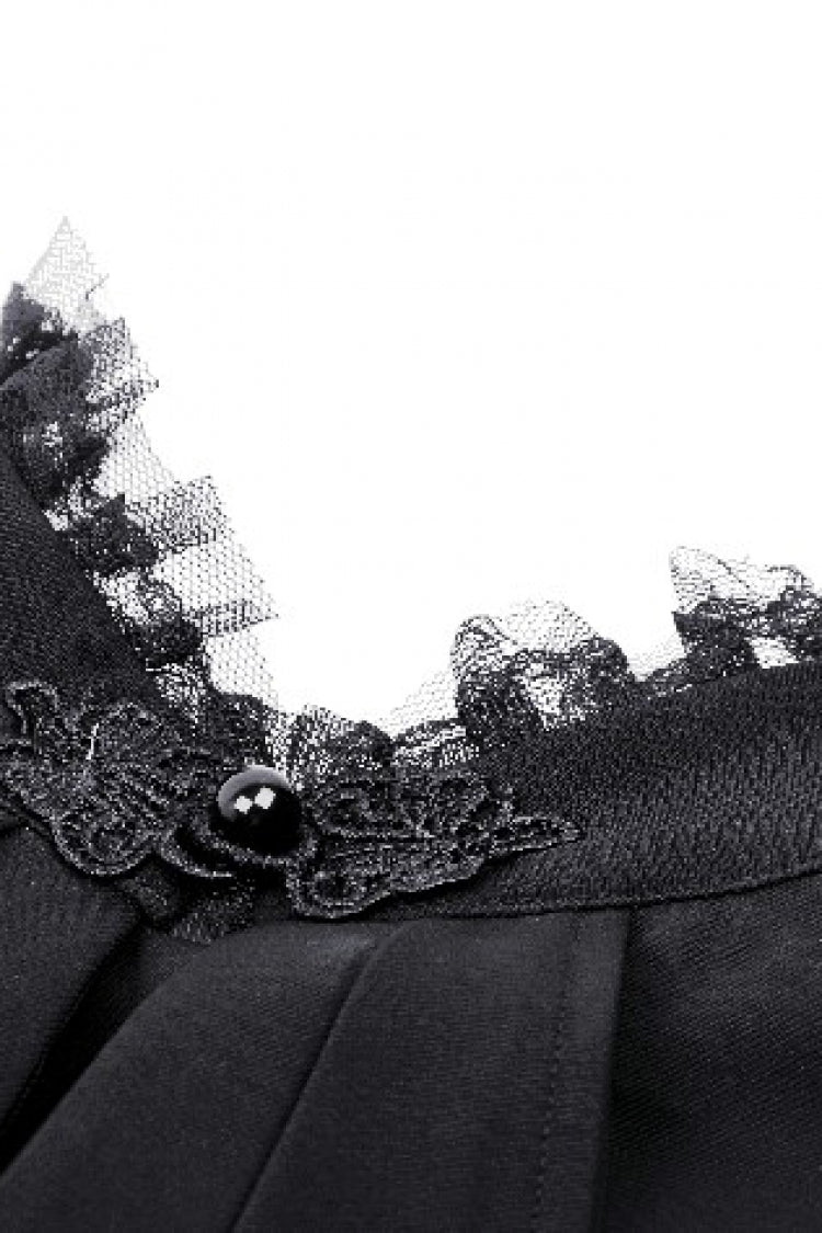 Black Lace Stand Collar Multi-Layered Ruffled Long Flared Sleeves Women's Gothic Blouse - Product - 12