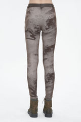 Brown High Waisted Print Women's Punk Pants - Product - 4