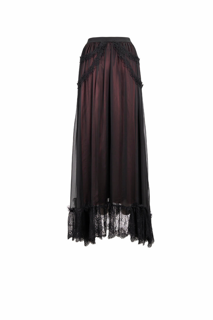 Black/Red Butterfly Lace Pendant Decoration Chiffon Women's Gothic Skirt - Product - 10