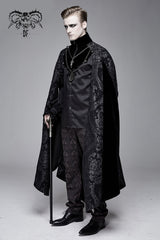 Black Removable Chain Pendant Short Front And Long Back Men's Gothic Cloak - Product - 3