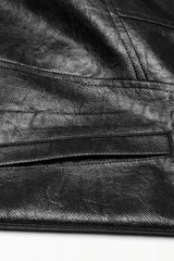 Black Stand Collar Long Sleeves Faux Leather Buckle Men's Punk Coat - Product - 7