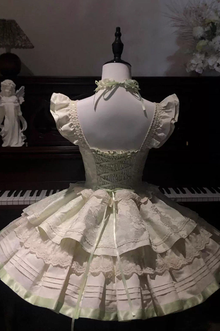 Mint Milk Green Sleeveless Ruffle Bowknot Lace Sweet Ballet Lolita Jsk Dress - Product - 7