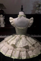 Mint Milk Green Sleeveless Ruffle Bowknot Lace Sweet Ballet Lolita Jsk Dress - Product - 7