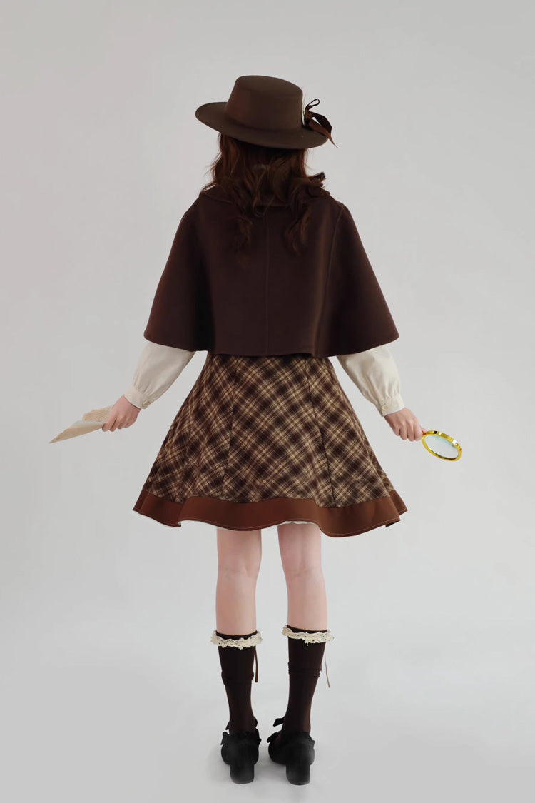 Brown [Broken Pocket Watch] Sleeveless Printed Classic Lolita Bust-Support Jsk Dress - Product - 17