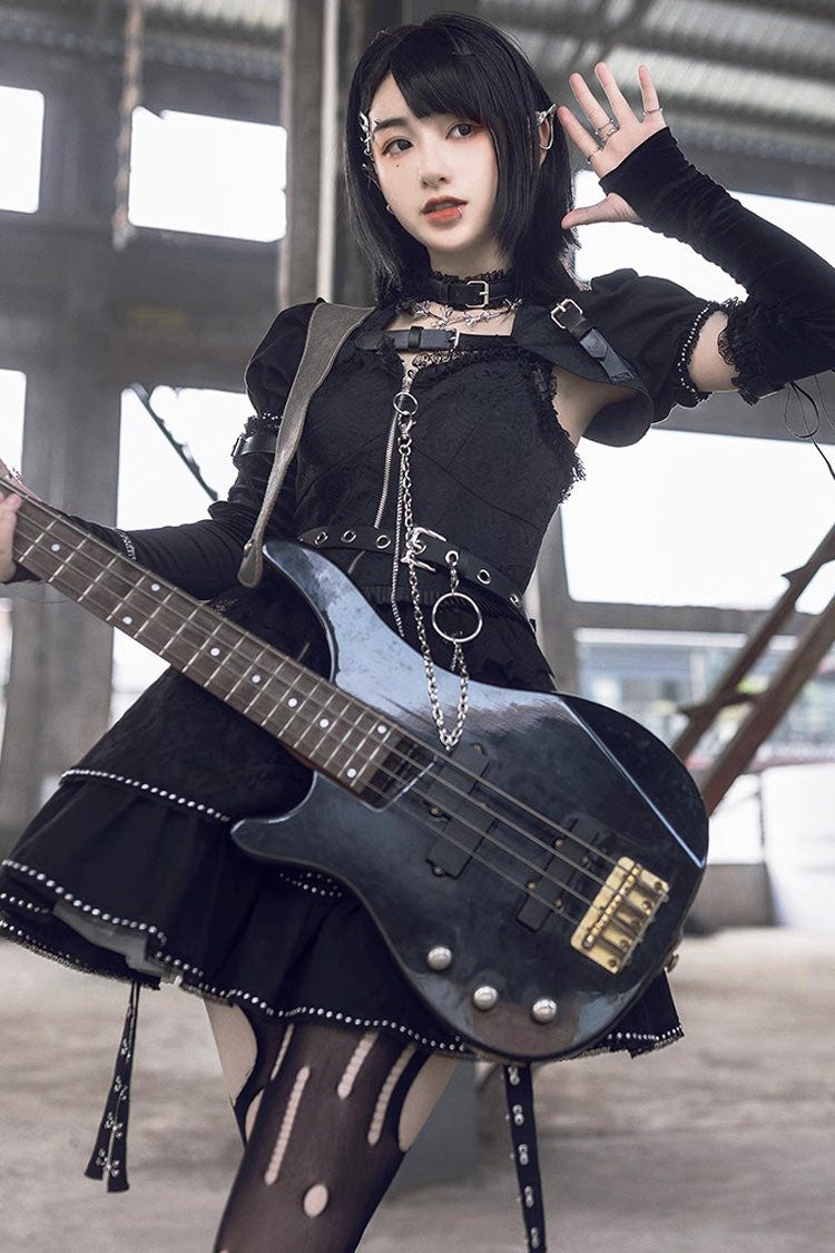Black Letters and Poems Gothic Punk Lolita JSK Dress - Product - 3