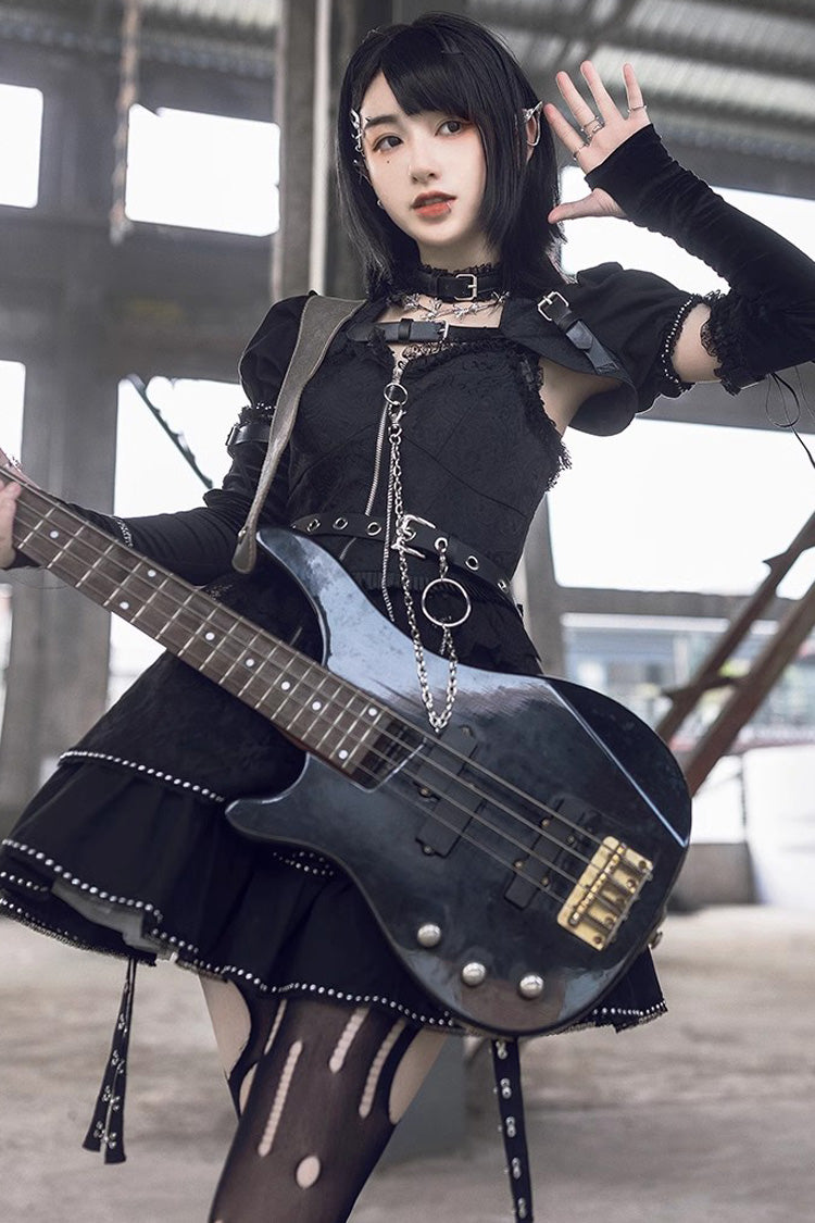 Black Letters and Poems Gothic Punk Lolita JSK Dress - Product - 3