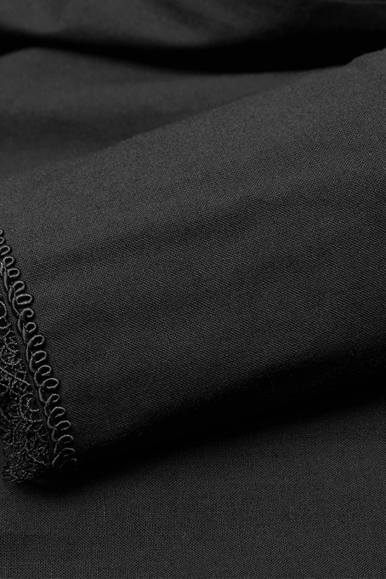 Black Lapel Collar Long Lantern Sleeves Mens Gothic Gorgeous Blouse - Product - 8