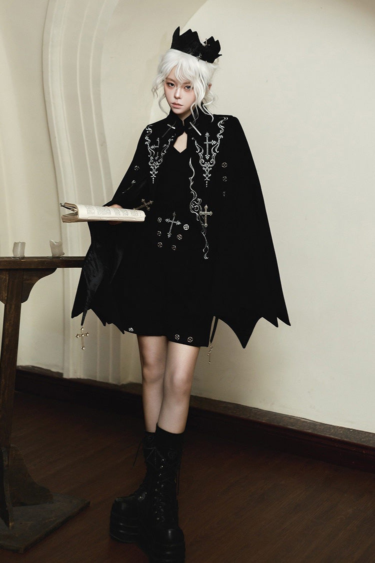 Black [The Eternal Night Descends] Embroidered Ouji Gothic Lolita Cloak Shorts Set - Product - 4