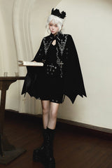 Black [The Eternal Night Descends] Embroidered Ouji Gothic Lolita Cloak Shorts Set - Product - 4