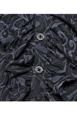 Gray Punk Chiffon Ruffle Stand Collar Wide Brimmed Lantern Sleeves Retro Relief Sculpture Embossing Men's Shirt - Product - 8