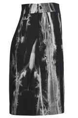 Black/White Hem Side Slit Design Cute Metal Heart Buckle Decoration Tie-Dyed A-Line Short Women's Punk Skirt - Product - 6