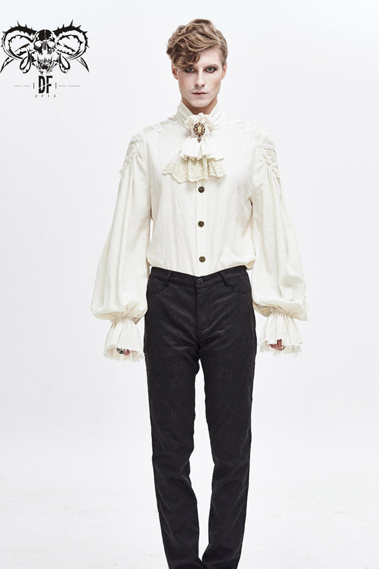 White Lace Jacquard Men's Gothic Bow Tie - Product - 6