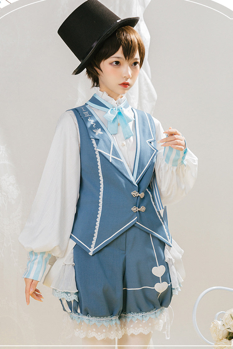 Blue/White Alice Detective Series Ouji Lolita Set - Product - 3