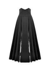 Black High Waisted Floral Printed Lace Mesh Women's Gothic Elegant Long Skirt - Product - 3
