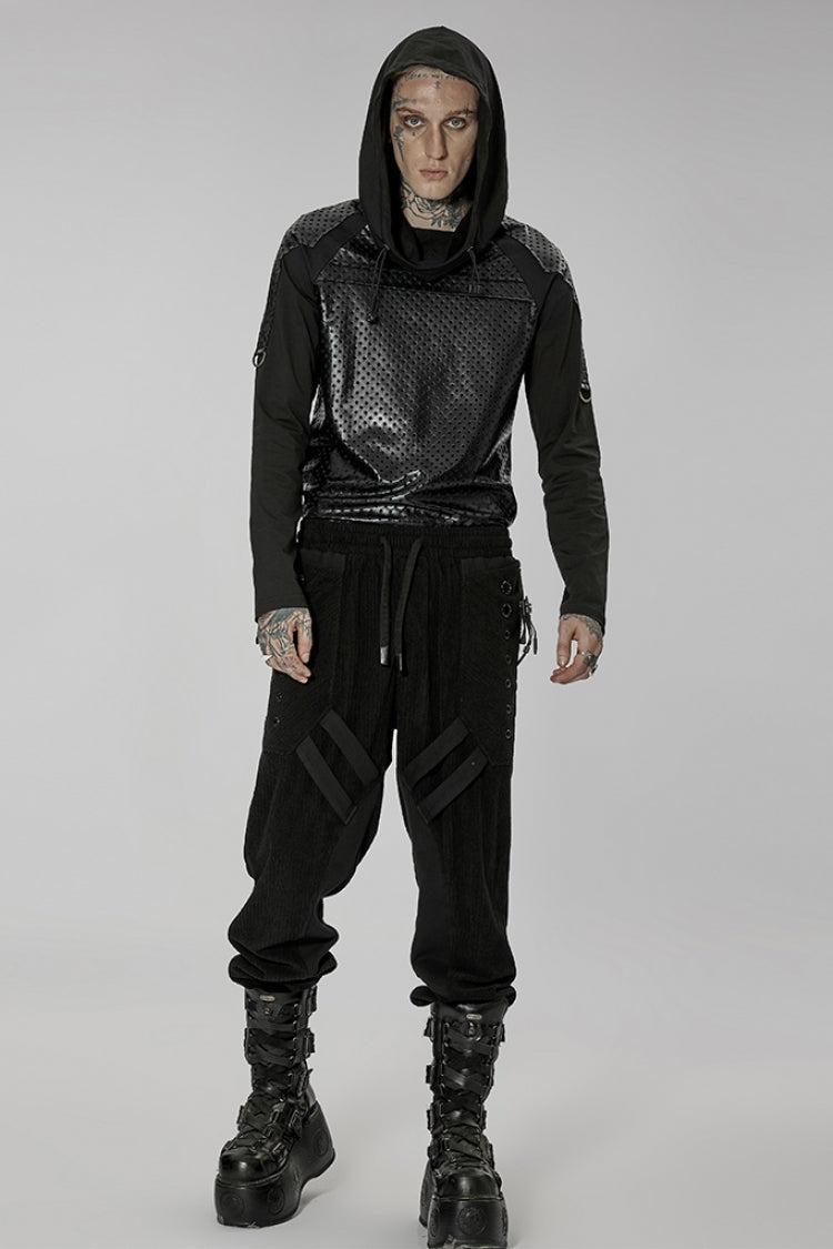 Black Doomsday Metal Stitching Corduroy Men's Steampunk Pants - Product - 4