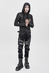Black Buckle Straps Pleated Men's Punk Pants - Product - 9