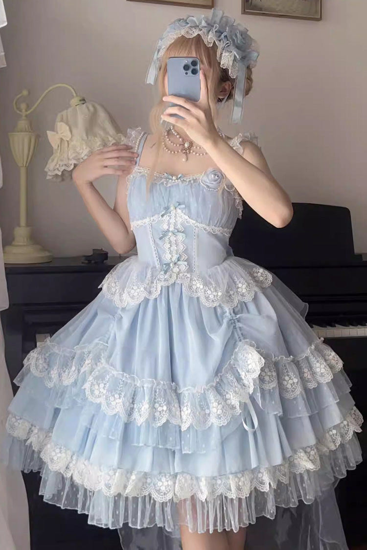 Blue Multi-layer Annie's Tea Party Ruffle Hanayome Sweet Lolita Jsk Dress - Product - 3
