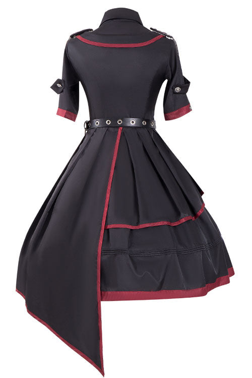 Black Military Style JK Set Irregular Gothic Lolita Dress - Product - 8