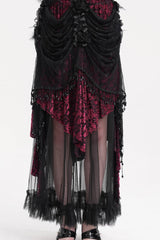 Black/Purple Tassels Mesh Women's Gothic Long Skirt - Product - 3