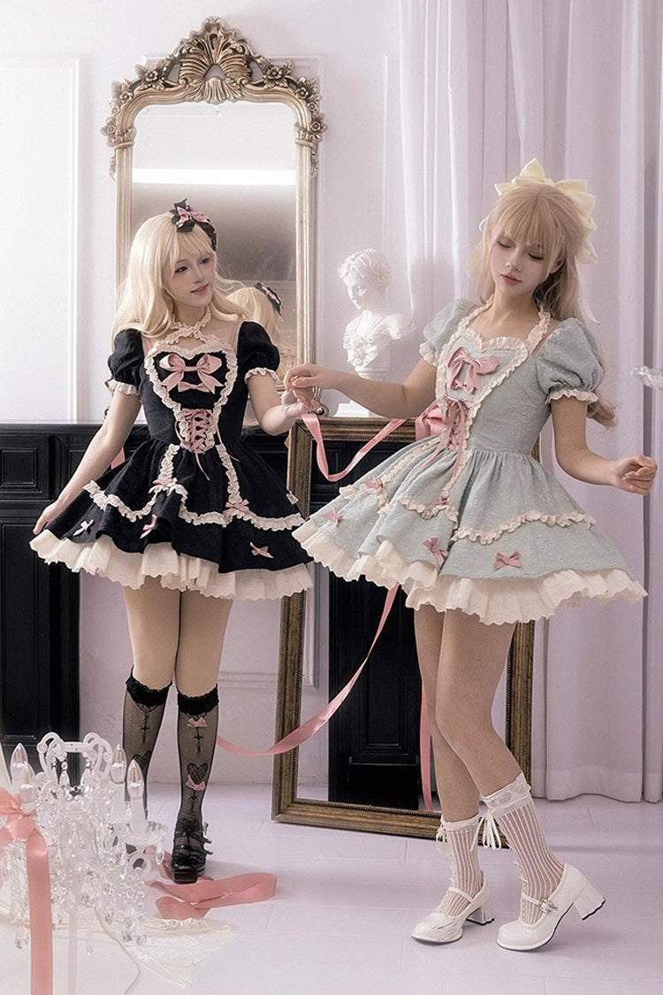 Heart-Beating Love Song Short Sleeves Ruffle Bowknot Lace-Up Sweet (Dress Only) detail view 10