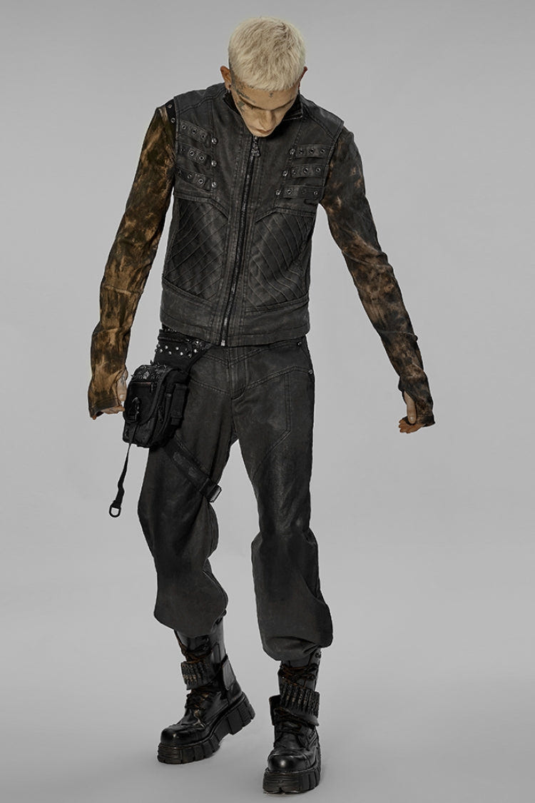 Black Adjustable Skull Rivets Men's Steampunk Waist Bag - Product - 4