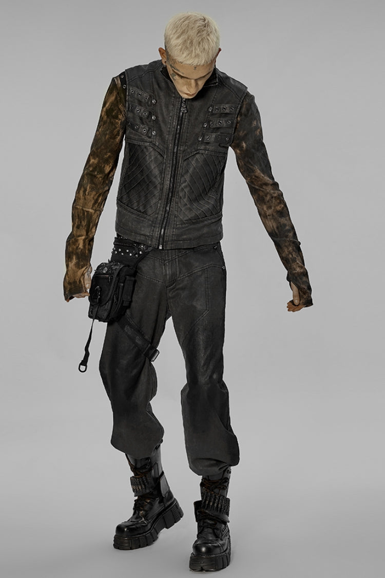 Black Adjustable Skull Rivets Men's Steampunk Waist Bag - Product - 4
