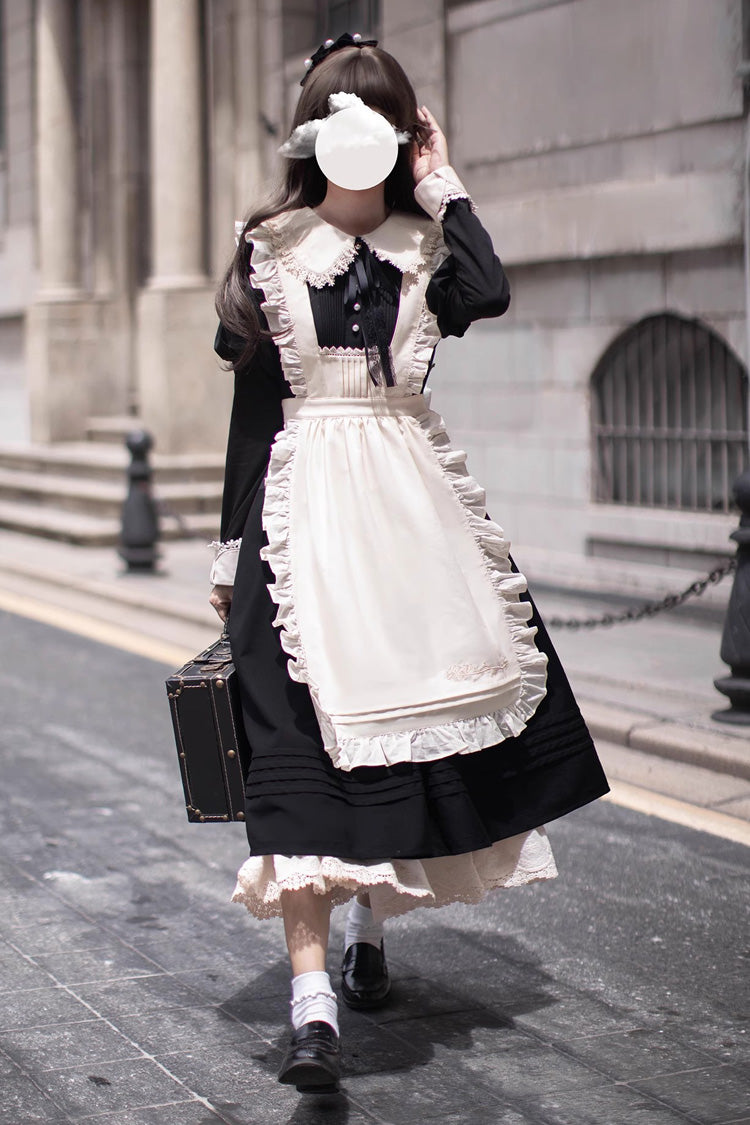 Black [Angelina] Doll Collar Long Sleeves Ruffle Bowknot Classic Vintage Elegant Lolita Dress - Product - 4