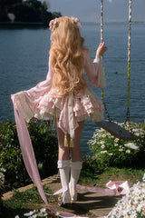 Pink White Pear Dream Multi-layer Ruffle Lace Sweet Chinese Style Princess Lolita Jsk Dress - Product - 7