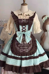 Raw Chocolate Mille Crepe Ruffle Bowknot Sweet Princess Lolita Jsk Dress 3 Colors - Blue - 2