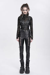 Black Halterneck Buckle Women's Punk Overbust Corset - Product - 6