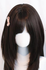 Black Tea Brown Straight Cute Wispy Bangs Daily Sweet Lolita Wig - Product - 3