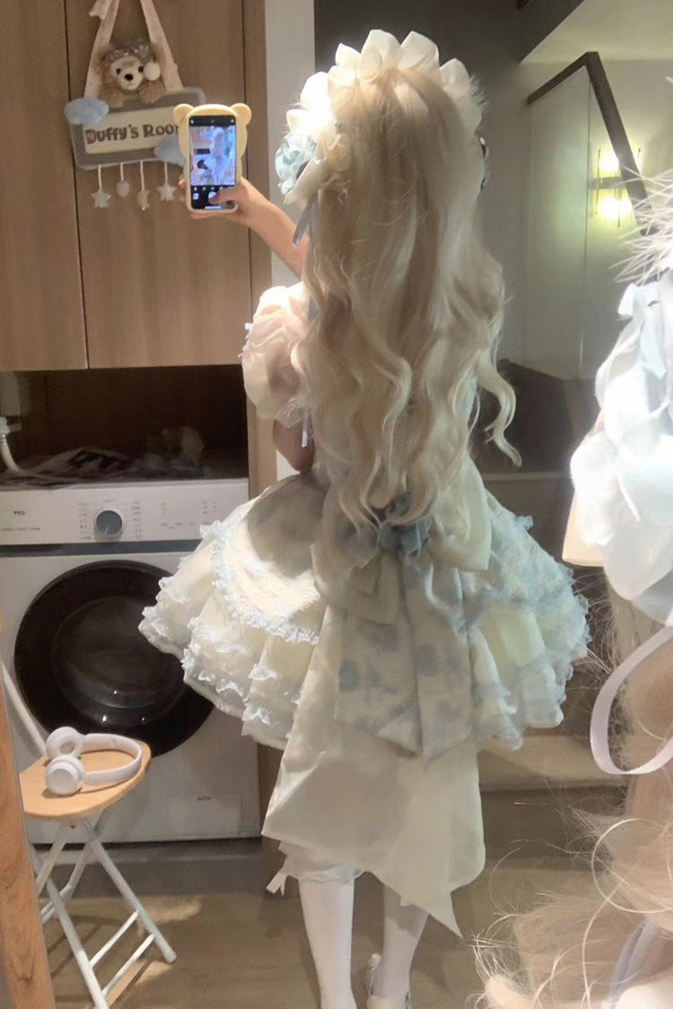 Jasmine Rain Print Stitching Lace Sweet Lolita Jsk Dress 6 Colors - Product - 10
