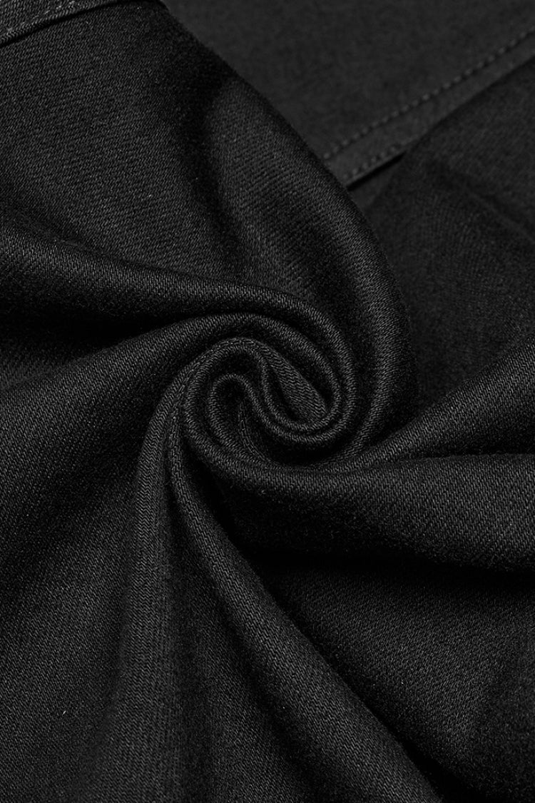Black Pleated Stitching Mesh Men's Punk Pants - Product - 7