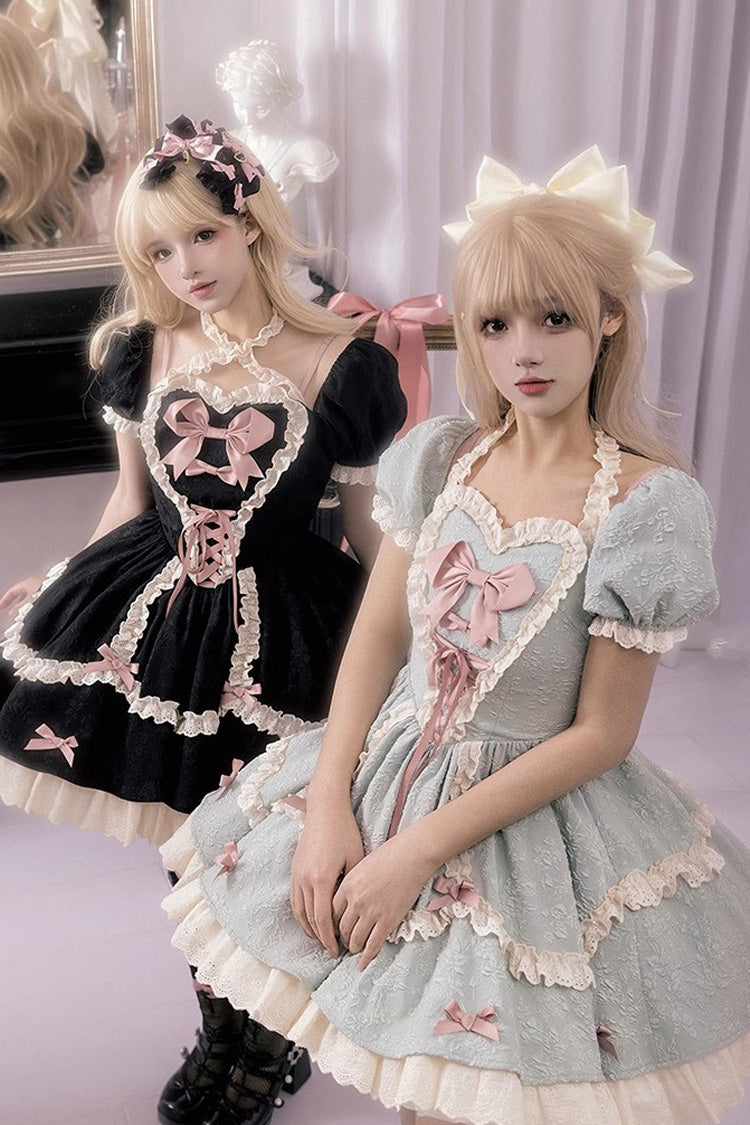 Heart-Beating Love Song Short Sleeves Ruffle Bowknot Lace-Up Sweet (Dress Only) detail view 6