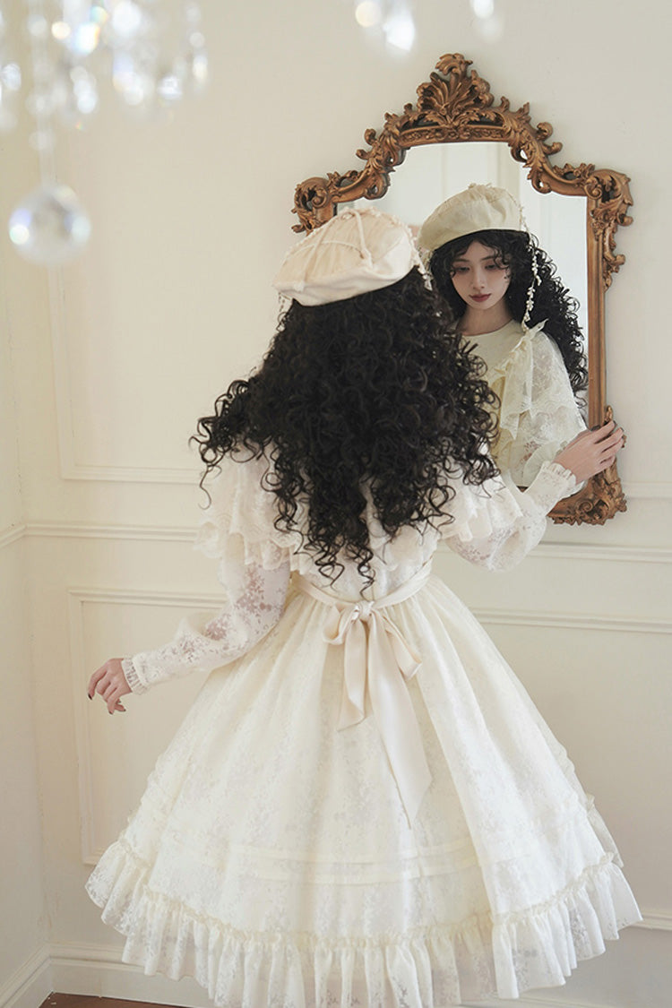 Ivory [Flower Sound] Long Sleeves Ruffle Cardigan Bowknot Lace Sweet Lolita Dress - Product - 13