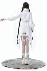 White Bionic Dimension Futuristic Mechanical Style Print Ouji Fashion Lolita Shorts - Product - 4