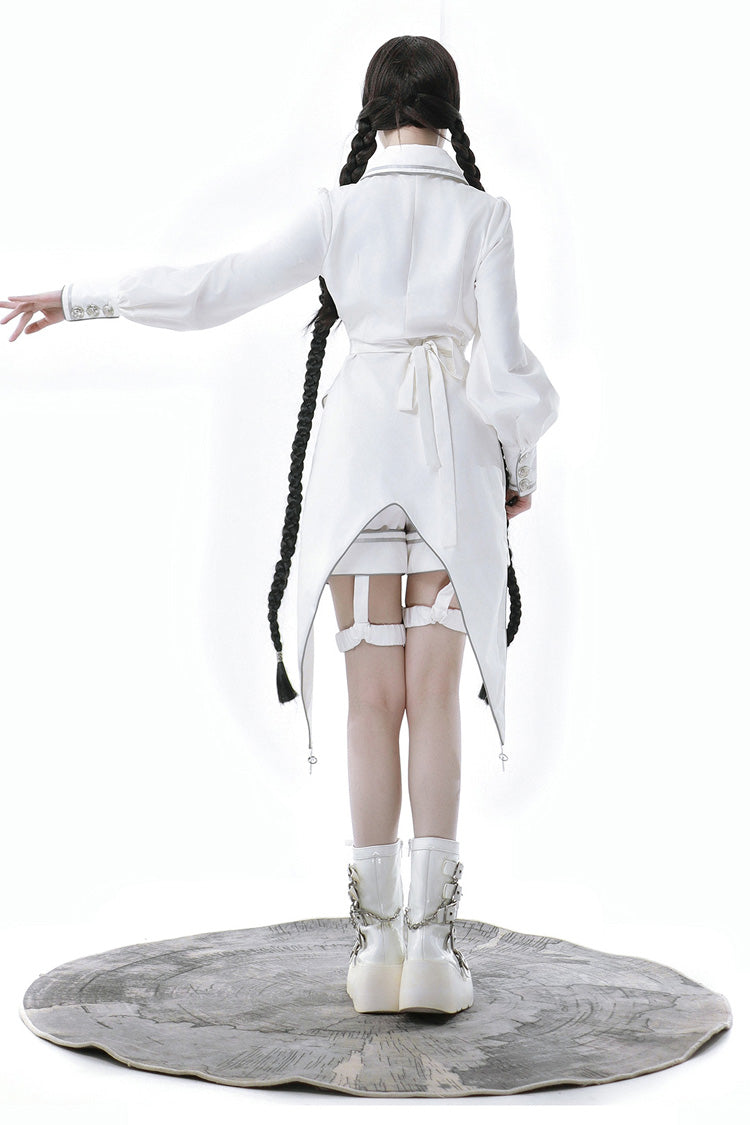 White Bionic Dimension Futuristic Mechanical Style Print Ouji Fashion Lolita Shorts - Product - 4