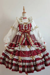 Wine Hanayome Bowknot Princess Multi-Layer Ruffled Sweet Lolita JSK Dress - Wine - 1