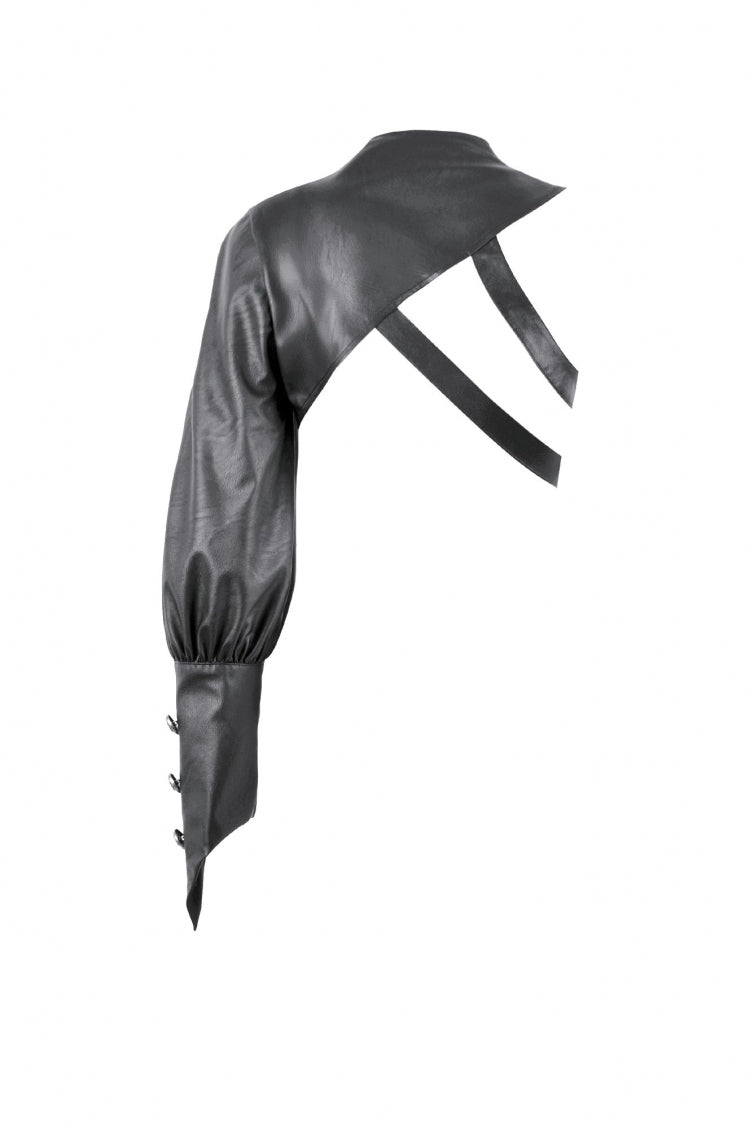 Black Cut-Out Asymmetric Buckled Zippered Women's Punk Cape - Product - 15