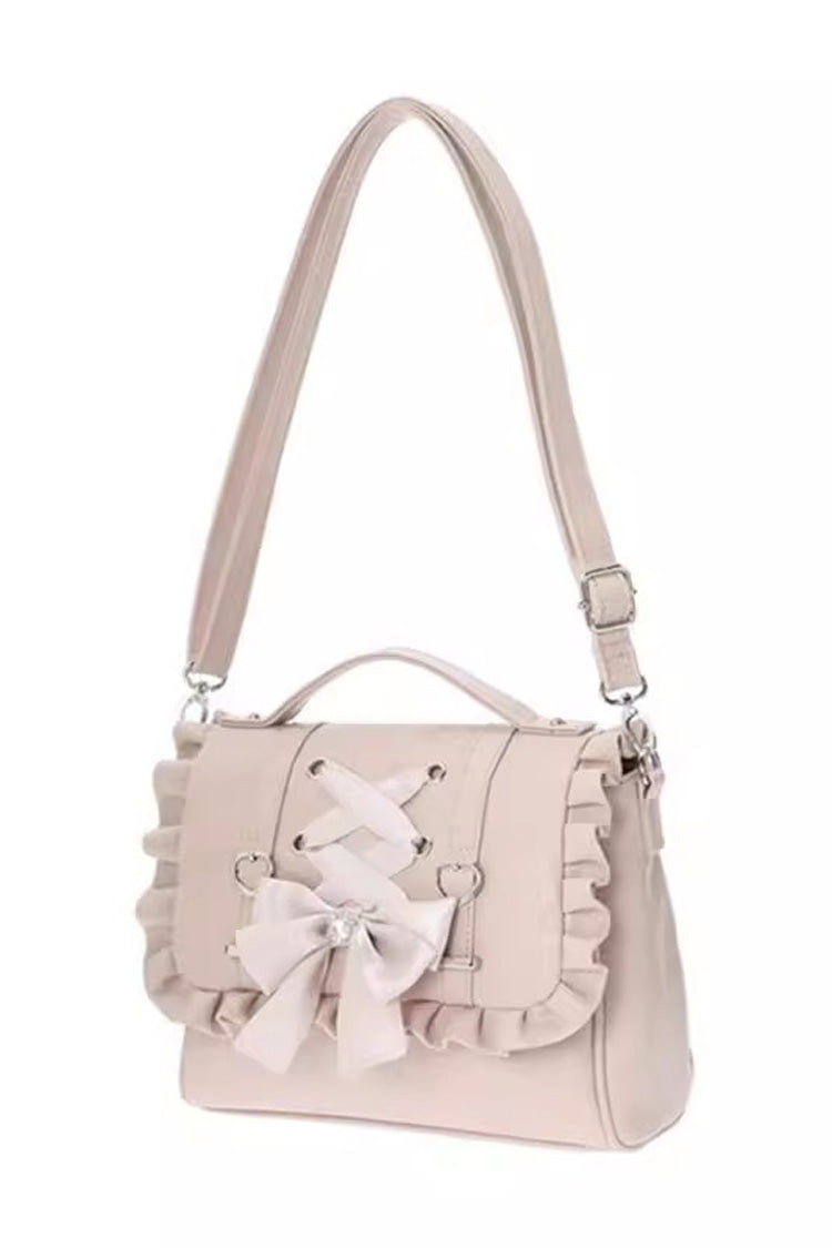 Sweet Ruffle Bowknot Lace-Up Lolita Handbag 3 Colors - Product - 3