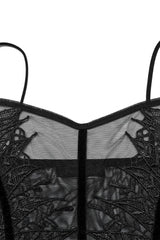 Black Sleeveless Lace Slim Sheer Womens Gothic Sling Vest - Product - 5