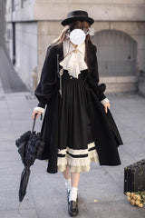 Black [Hathaway] Ruffle Bowknot Lace Elegant Lolita Jumper Dress - Product - 2