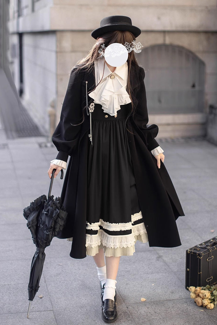 Black [Hathaway] Ruffle Bowknot Lace Elegant Lolita Jumper Dress - Product - 2