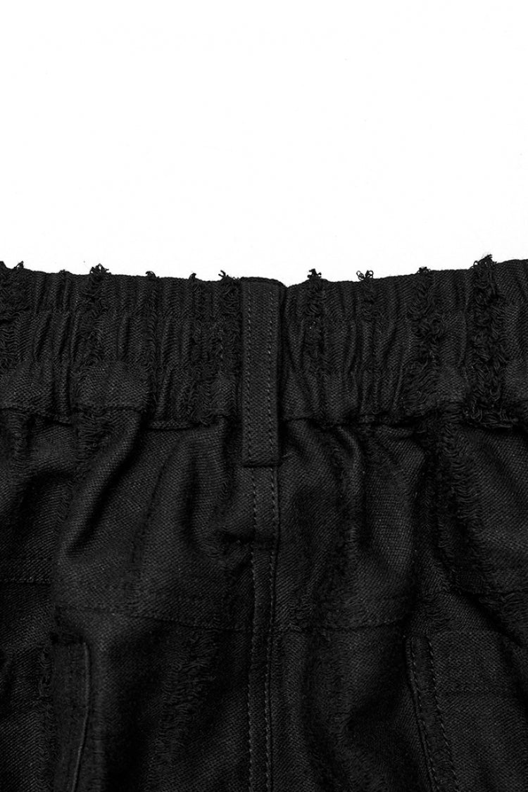 Black Eyelet Pocket Knitted Women's Steampunk Loose Pants - Product - 7