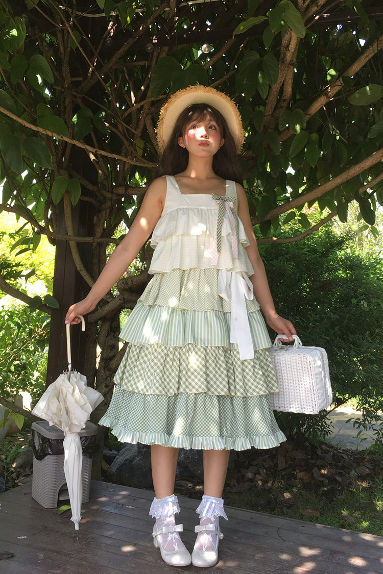 Green [Go To The Forest] Multi-Layered Print Ruffle Holiday Sweet Lolita Jsk Dress - Product - 11