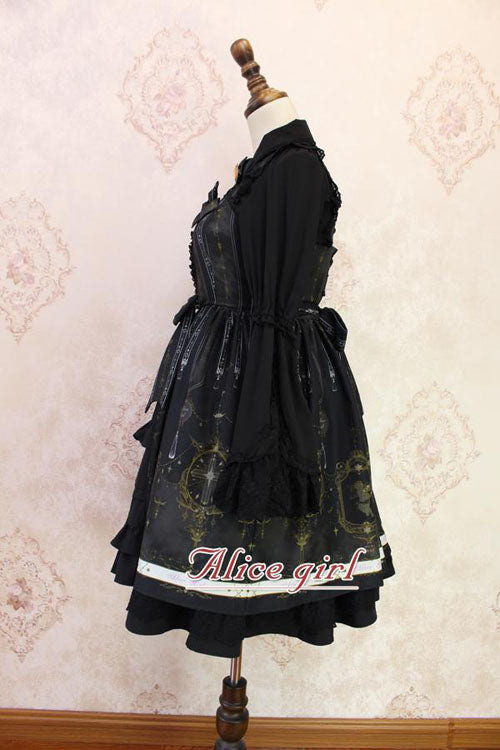 Angel Cross Print Lace Bowknot Cardigan Ruffled Sweet Lolita JSK Dress - Product - 5