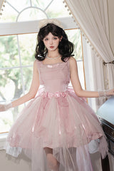 Pink [Foamy Sea] Sleeveless Ruffle Bowknot Fishbone Sweet Lolita Jsk Dress - Product - 2