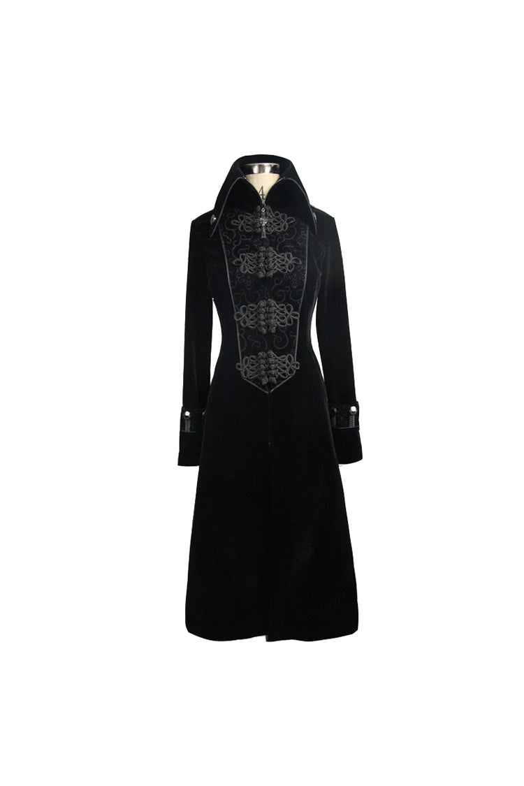 Black Retro Stand Collar Stage Costume Women's Gothic Coat - Product - 6